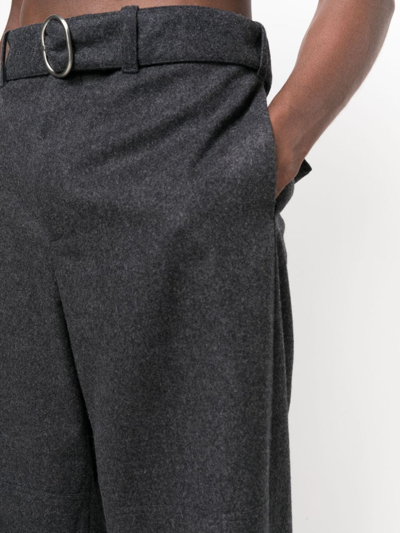 Shop Jil Sander Felted Wool Wide-leg Trousers In Grey