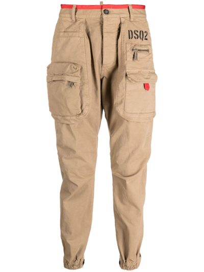 Shop Dsquared2 Cotton Cargo Trousers In Brown
