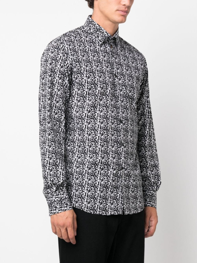 Karl Lagerfeld Abstract-pattern Long-sleeve Shirt In Black