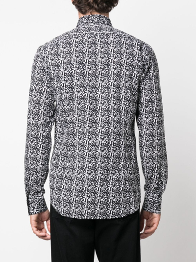 Karl Lagerfeld Abstract-pattern Long-sleeve Shirt In Black