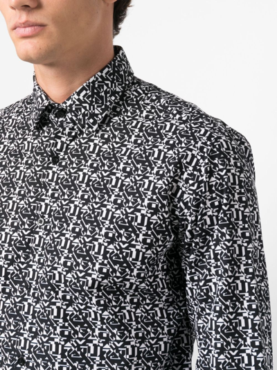 Karl Lagerfeld Abstract-pattern Long-sleeve Shirt In Black