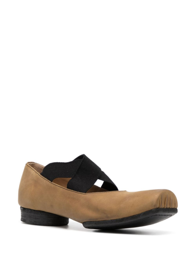 Uma Wang Ballet Flats Calfskin Suede Crisscross Straps In Brown