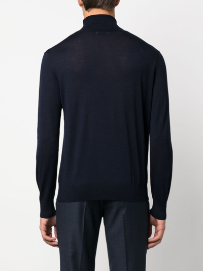 Ballantyne Ribbed-knit Roll-neck Jumper In Blue