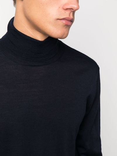 Ballantyne Ribbed-knit Roll-neck Jumper In Blue
