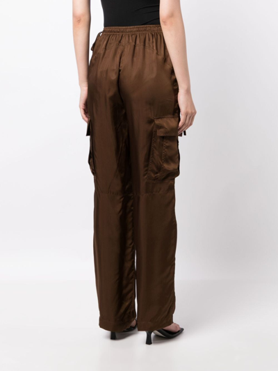 Helmut Lang Satin Pull-on Cargo Pants In Brown