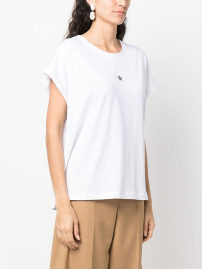 Shop Lorena Antoniazzi Crystal-embellished Star T-shirt In White
