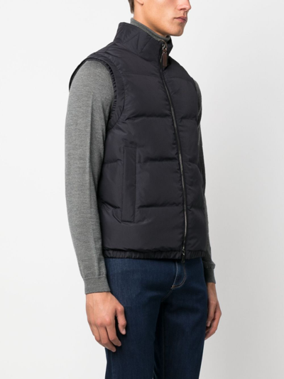 Shop Canali Zip-up Padded Gilet In Blue