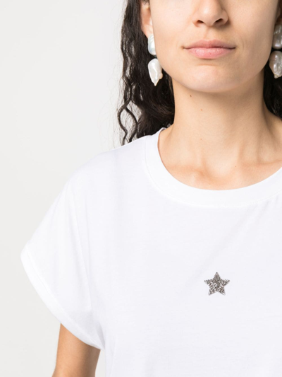 Shop Lorena Antoniazzi Crystal-embellished Star T-shirt In White