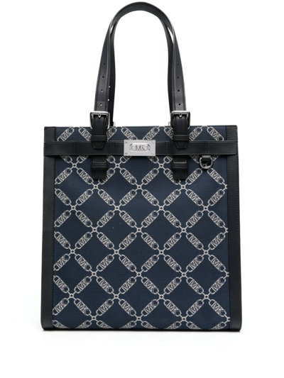 Shop Michael Kors Hudson Empire Jacquard Tote In Blue