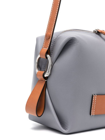Shop Jil Sander Logo-patch Leather Crossbody Bag In Grey