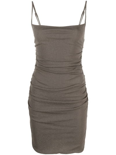 Shop Nanushka Adie Ruched Jersey Minidress In Grey