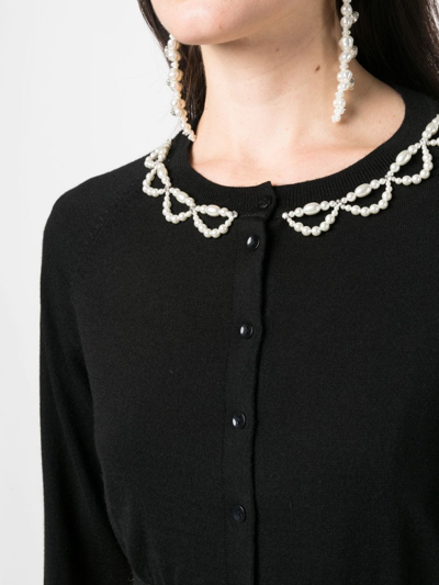 Shop Simone Rocha Pearl-embellished Button-up Cardigan In Black