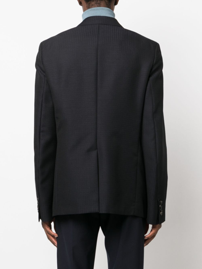 Shop Lanvin Checked Double-breasted Blazer In Blue
