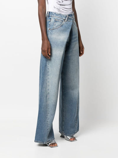 Shop Darkpark Ines Asymmetric Wide-leg Jeans In Blue
