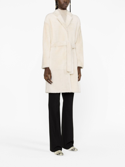 Yves Salomon Reversible Hooded Shearling Coat In White