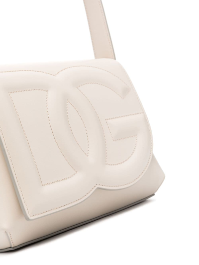 Shop Dolce & Gabbana Dg Logo Leather Shoulder Bag In Neutrals