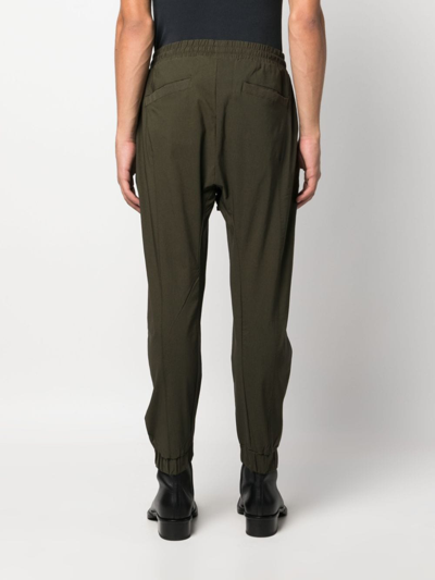 Shop Thom Krom Drawstring Tapered Trousers In Green