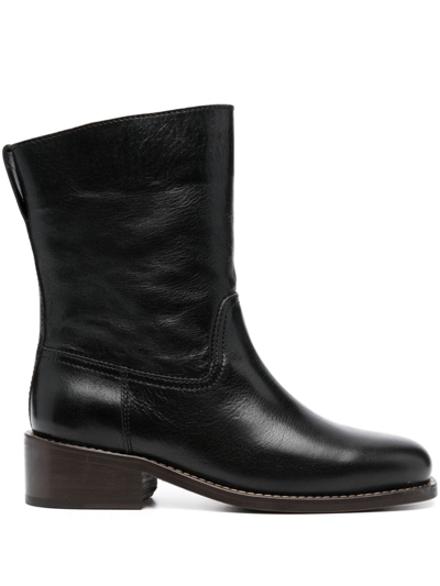 Shop Lemaire Ankle-length Leather Boots In Black