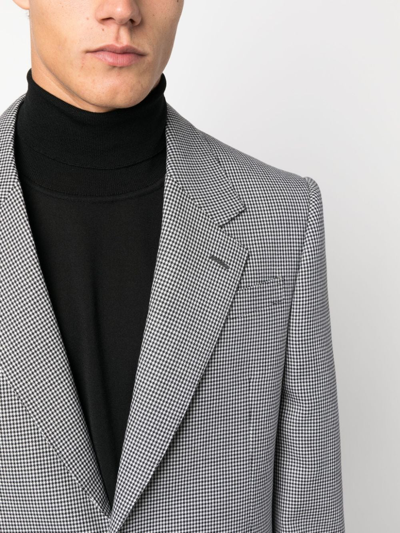 Shop Alexander Mcqueen Houndstooth Wool Blazer In Black