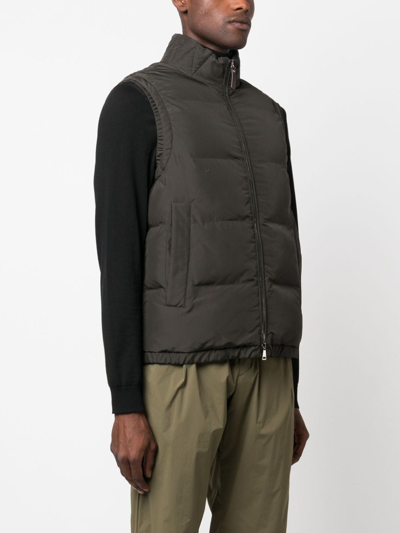 Shop Canali Zip-up Padded Vest In Green