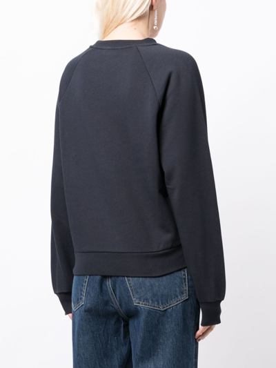 Shop Apc Logo-patch Cotton Sweatshirt In Blue