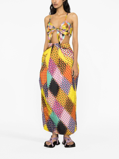 Shop Christopher John Rogers Graphic-print Skirt In Yellow