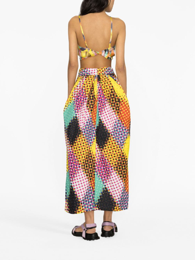 Shop Christopher John Rogers Graphic-print Skirt In Yellow