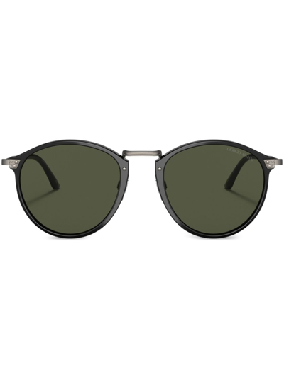 Shop Giorgio Armani Round-frame Tinted Sunglasses In Black