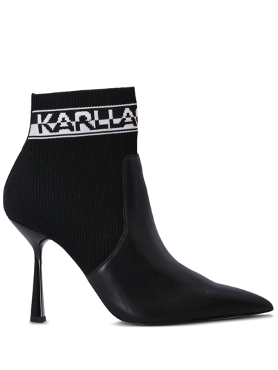 Shop Karl Lagerfeld Pandara 95mm Logo-intarsia Boots In Black