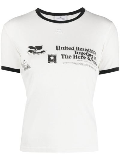 Shop Courrèges Resistance Cotton T-shirt In White