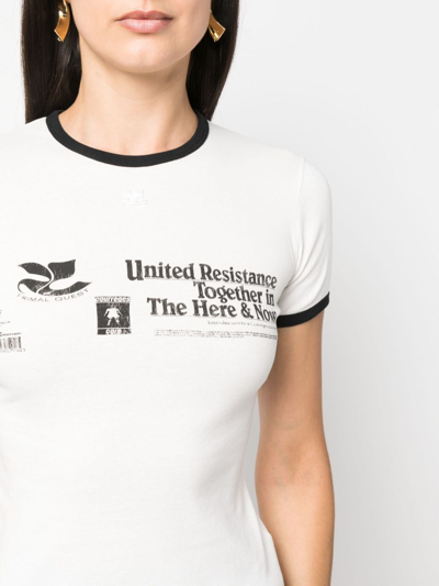 Shop Courrèges Resistance Cotton T-shirt In White