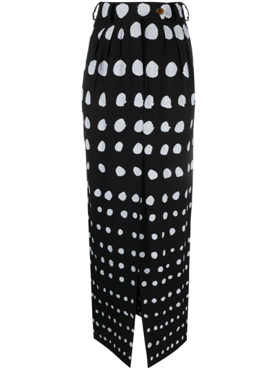 Shop Vivienne Westwood Iman Dot-print Pencil Skirt In Black