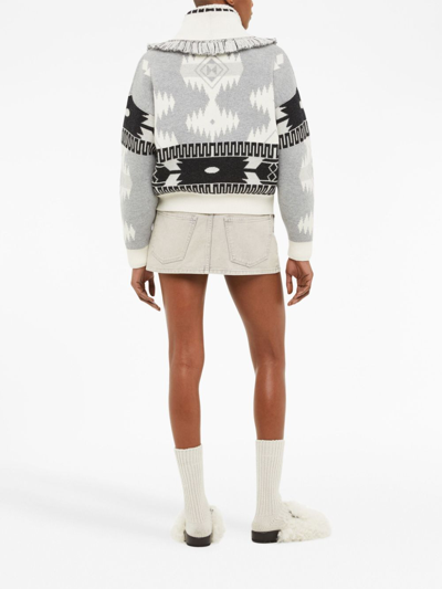 Alanui Icon Jacquard Cardigan Bomber In White