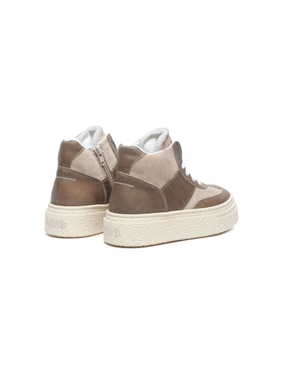 Shop Mm6 Maison Margiela Panelled High-top Sneakers In Brown