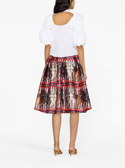 Alessandro Enriquez Horse Print Long Flared Skirt In Purple