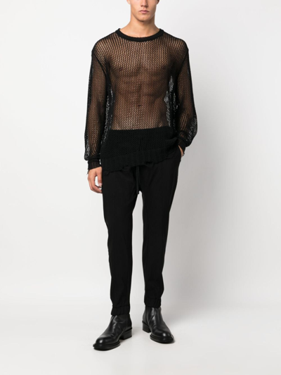 Shop Thom Krom Drawstring Tapered Trousers In Black