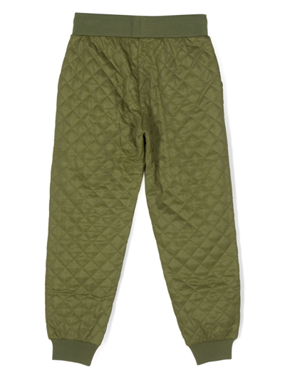 Shop Moschino Matelassé-effect Track Pants In Green