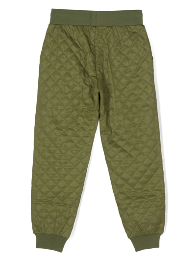 Moschino Matelassé-effect Track Pants In Green