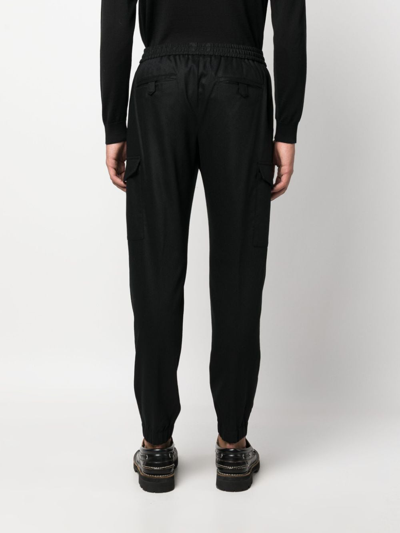 Pt Torino Cargo-pocket Tapered Trousers In Black