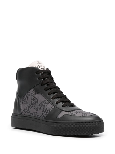 Shop Vivienne Westwood Orb-print High-top Sneakers In Black