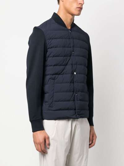 Herno Contrasting-sleeves Padded Jacket In Blue