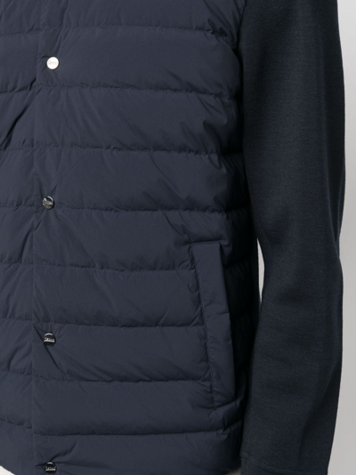 Herno Contrasting-sleeves Padded Jacket In Blue