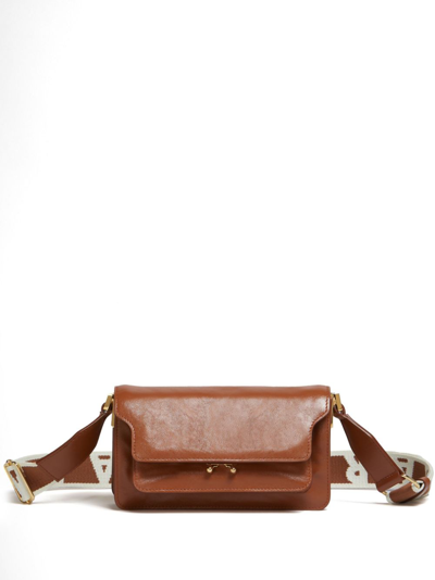 Shop Marni Trunk Soft E/w Shoulder Bag In Brown