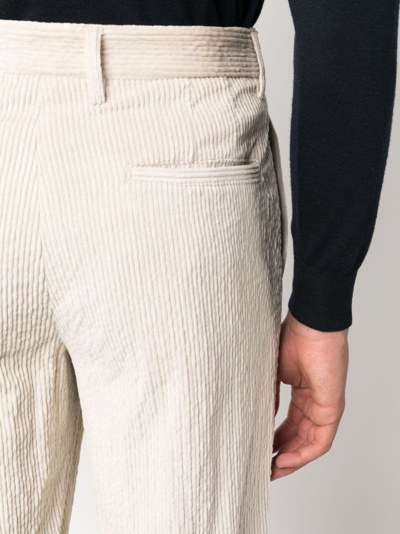 Shop Emporio Armani Straight-leg Corduroy Trousers In Neutrals