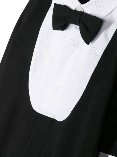 Shop Dolce & Gabbana Logo-embroidered Bow-tie Pyjama In Black