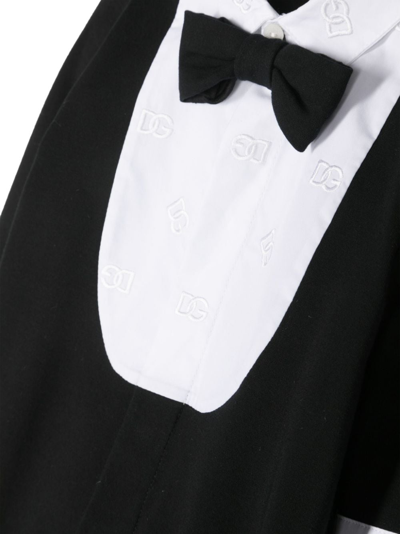 Dolce & Gabbana Logo-embroidered Bow-tie Pyjama In Black
