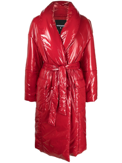 Shop Patrizia Pepe Double-breasted Padded Coat In Red