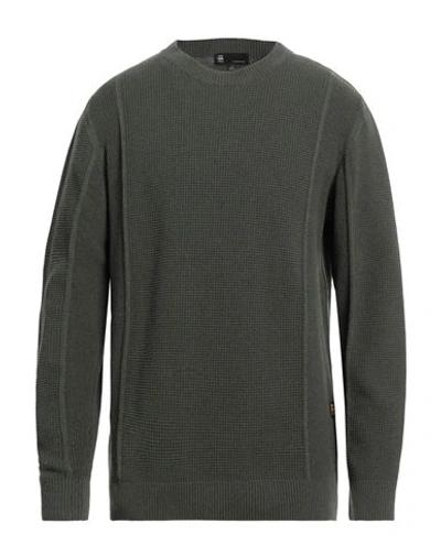 Shop G-star Raw Man Sweater Military Green Size Xxl Cotton, Recycled Polyester
