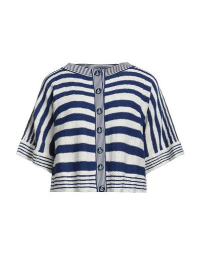 Elisabetta Franchi Woman Cardigan Bright Blue Size 8 Cotton, Viscose In Blue