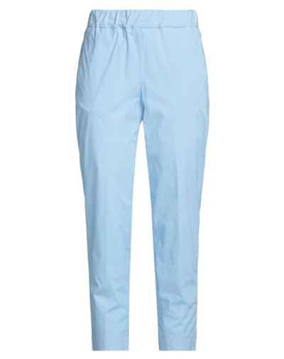 Alessia Santi Woman Pants Sky Blue Size 12 Cotton, Elastane In Blue